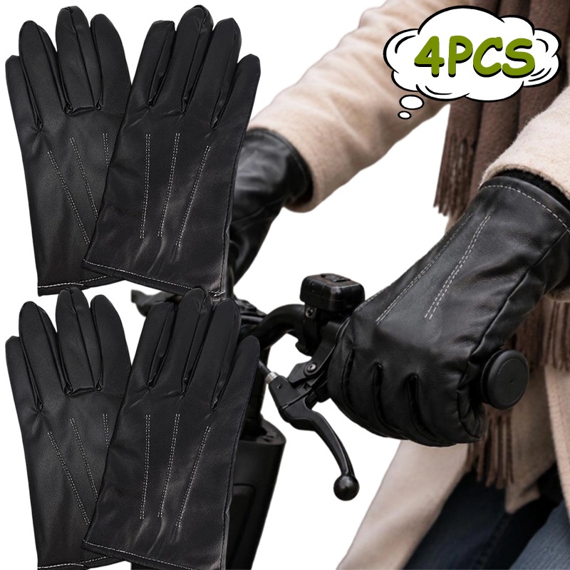 Leather Driving Glove - 1/2 Çift Kışlık Suni Deri Eldiven